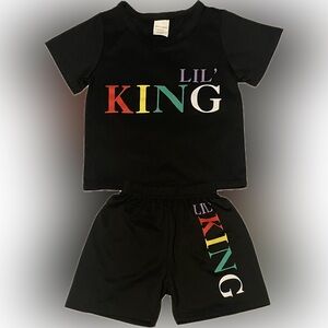 LIL’ KING black short set 2T